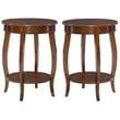 Home Square Round Wood End Table with Shelf in Hazelnut Brown - Set of 2