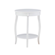 Home Square Round Wood End Table with Shelf in White - Set of 2