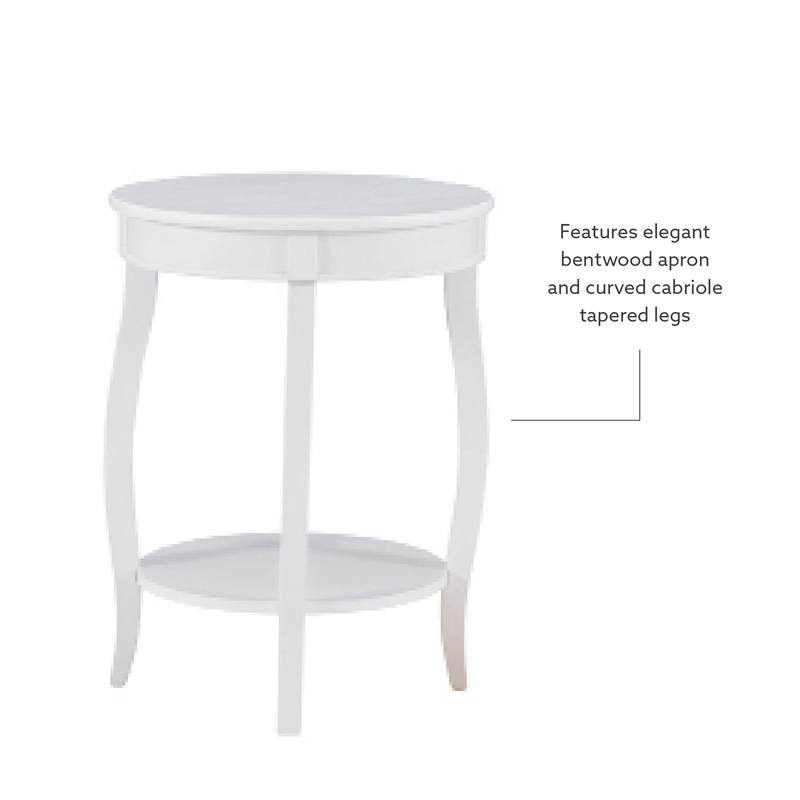 Home Square Round Wood End Table with Shelf in White - Set of 2
