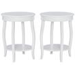Home Square Round Wood End Table with Shelf in White - Set of 2