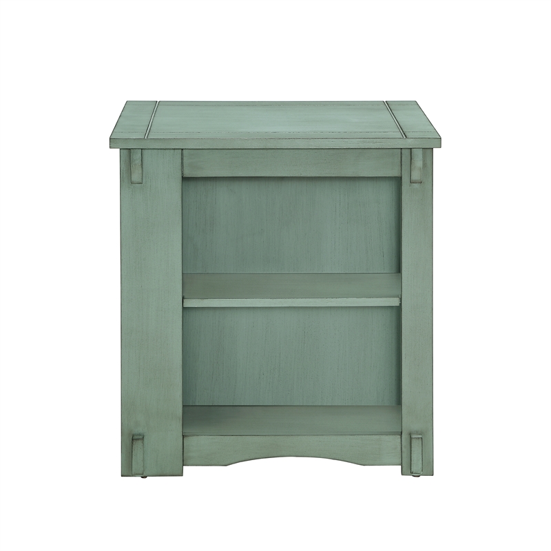 Home Square Classic Wood Side Table in Teal Blue Finish - Set of 2