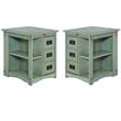 Home Square Classic Wood Side Table in Teal Blue Finish - Set of 2