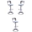 Home Square Oval Faux Leather Adjustable Height Stool in White - Set of 3