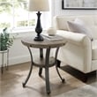 Home Square Metal and Wood Round Side Accent Table in Pewter - Set of 2
