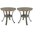 Home Square Metal and Wood Round Side Accent Table in Pewter - Set of 2