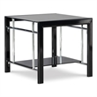 Home Square Glass and Metal End Table in Black Finish - Set of 2