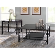 Home Square Glass and Metal End Table in Black Finish - Set of 2