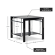 Home Square Glass and Metal End Table in Black Finish - Set of 2