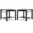 Home Square Glass and Metal End Table in Black Finish - Set of 2
