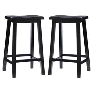 Home Square 29&quot Wood Bar Stool in Antique Black Finish - Set of 2