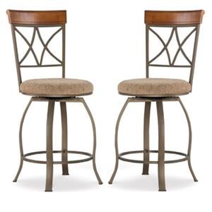 Home Square 24&quot Metal Swivel Counter Stool in Pewter - Set of 2