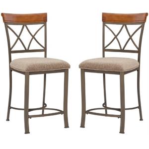 Home Square 24&quot Metal Counter Stool in Pewter Finish - Set of 2