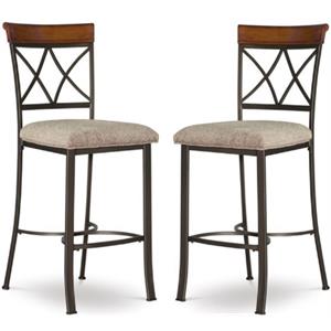 Home Square 29&quot Metal Bar Height Stool in Pewter Finish - Set of 2