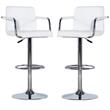 Home Square Quilted Back Metal Swivel Bar Stool in Chrome and White - Set of 2