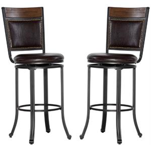 Home Square 30&quot Metal Swivel Bar Stool in Rustic Umber Brown - Set of 2