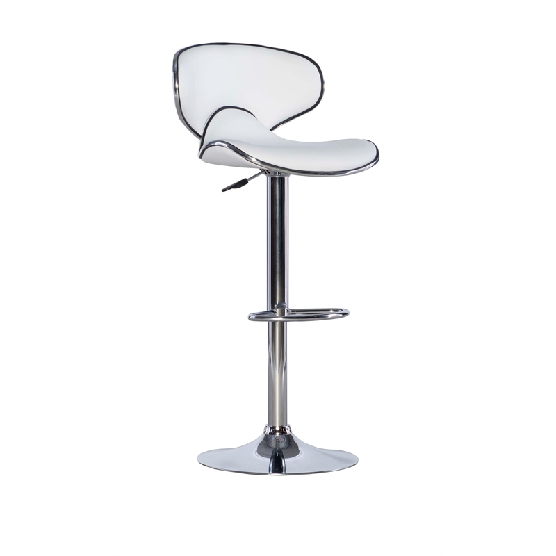 Home Square Rounded Back Metal Adjustable Barstool in White - Set of 2