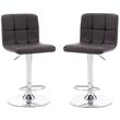 Home Square Metal Upholstered Adjustable Barstool in Chocolate Brown - Set of 2