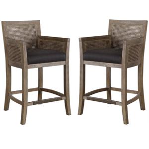 Home Square 27&quot Counter Stool in Dark Gray and Sandstone - Set of 2