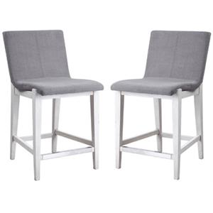 Home Square Rubber Wood Counter Stool in Aged White - Set of 2
