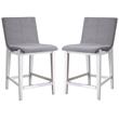 Home Square Rubber Wood Counter Stool in Aged White - Set of 2
