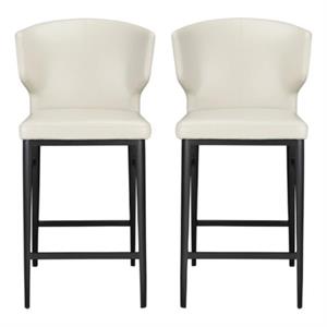 Home Square 2 Piece 26&quot Contemporary Counter Stool Set in Beige