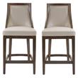 Home Square Leather Counter Stool in Cappuccino Finish - Set of 2