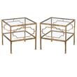 Home Square Metal and Tempered Glass Cube Table in Gold - Set of 2
