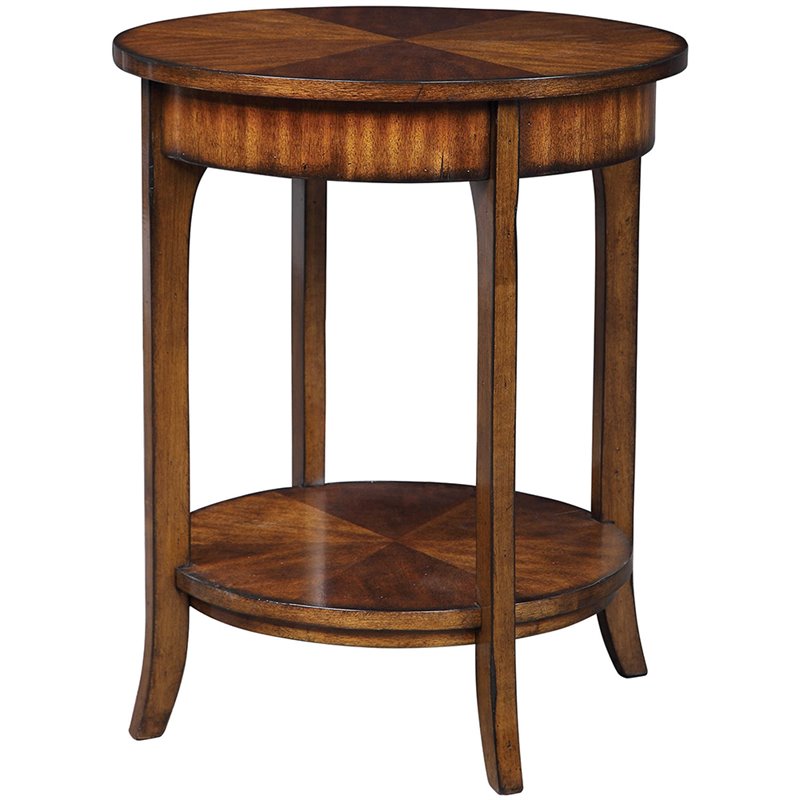 Home Square Solid Wood End Table in Old Barn Finish - Set of 2