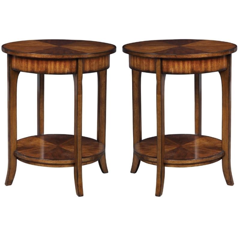 Home Square Solid Wood End Table in Old Barn Finish - Set of 2
