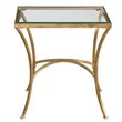Home Square Metal and Tempered Glass End Table in Gold - Set of 2