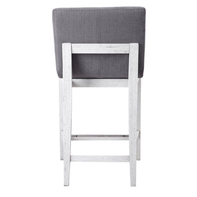 Home Square Rubber Wood Counter Stool in Aged White - Set of 3