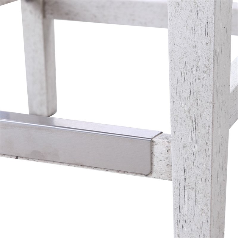 Home Square Rubber Wood Counter Stool in Aged White - Set of 3