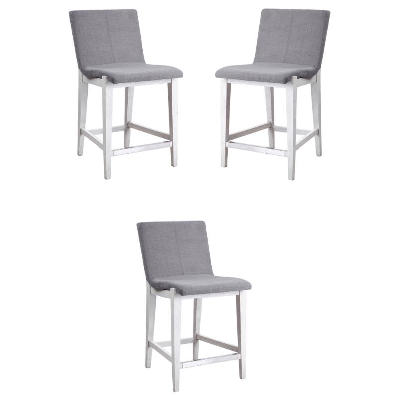 Home Square Rubber Wood Counter Stool in Aged White - Set of 3