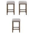 Home Square Wooden Counter Stool in Light Walnut Finish - Set of 3