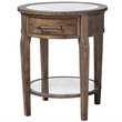 Home Square 1 Drawer Mirrored Top End Table in Weathered Pecan - Set of 2