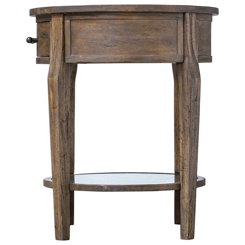 Home Square 1 Drawer Mirrored Top End Table in Weathered Pecan - Set of 2