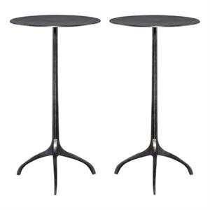 home square industrial accent table in antique nickel - set of 2