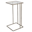 Home Square Iron and Glass Side Table in Antique Gold - Set of 2