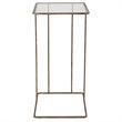 Home Square Iron and Glass Side Table in Antique Gold - Set of 2