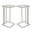 Home Square Iron and Glass Side Table in Antique Gold - Set of 2