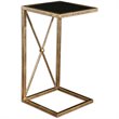 Home Square Iron & Glass Side Table in Antique Gold - Set of 2