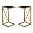 Home Square Iron & Glass Side Table in Antique Gold - Set of 2