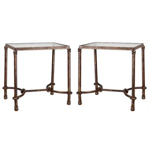 Home Square Warring Iron End Table in Rustic Bronze Patina - Set of 2