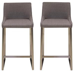 Home Square 25.25&quot Fabric and Steel Counter Stool in Light Gray - Set of 2