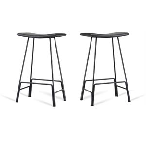 Home Square 29.5&quot Metal Bar Stool with Powder Coated Steel in Black - Set of 2