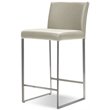 Home Square Modern Leather and Stainless Steel Counter Stool in Brown - Set of 2