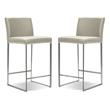 Home Square Modern Leather and Stainless Steel Counter Stool in Brown - Set of 2