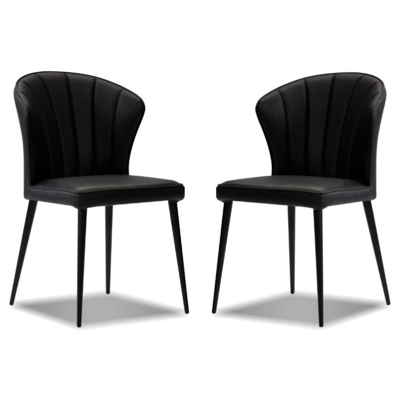 Home Square Leather Counter Stool in Black Finish - Set of 2