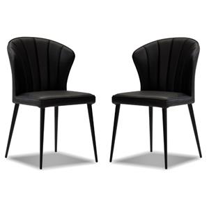 Home Square Leather Counter Stool in Black Finish - Set of 2