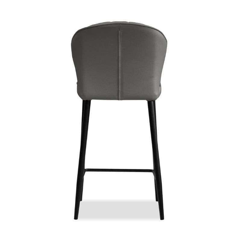 Home Square Counter Stool Smoke Leather in Black Legs - Set of 2